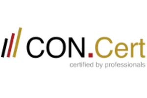 Prokanzlei Logo ConCert mit farbigem Symbol und Schriftzug auf transparentem Hintergrund.