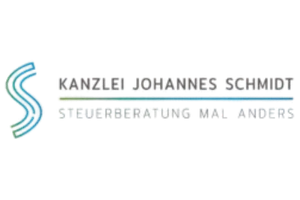 Prokanzlei Logo Kanzlei Johannes Schmidt mit türkis-grauem Schriftzug und Zusatztext auf transparentem Hintergrund.
